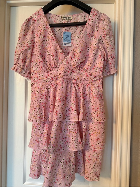 Reserved Dresses & Skirts - Reserved Pink Floral Tiered Mini Dress